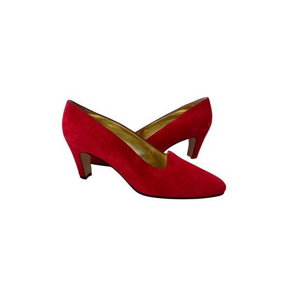 ESCADA Womens Red Suede Vintage Heels Sz 9.5 - Picture 3 of 5